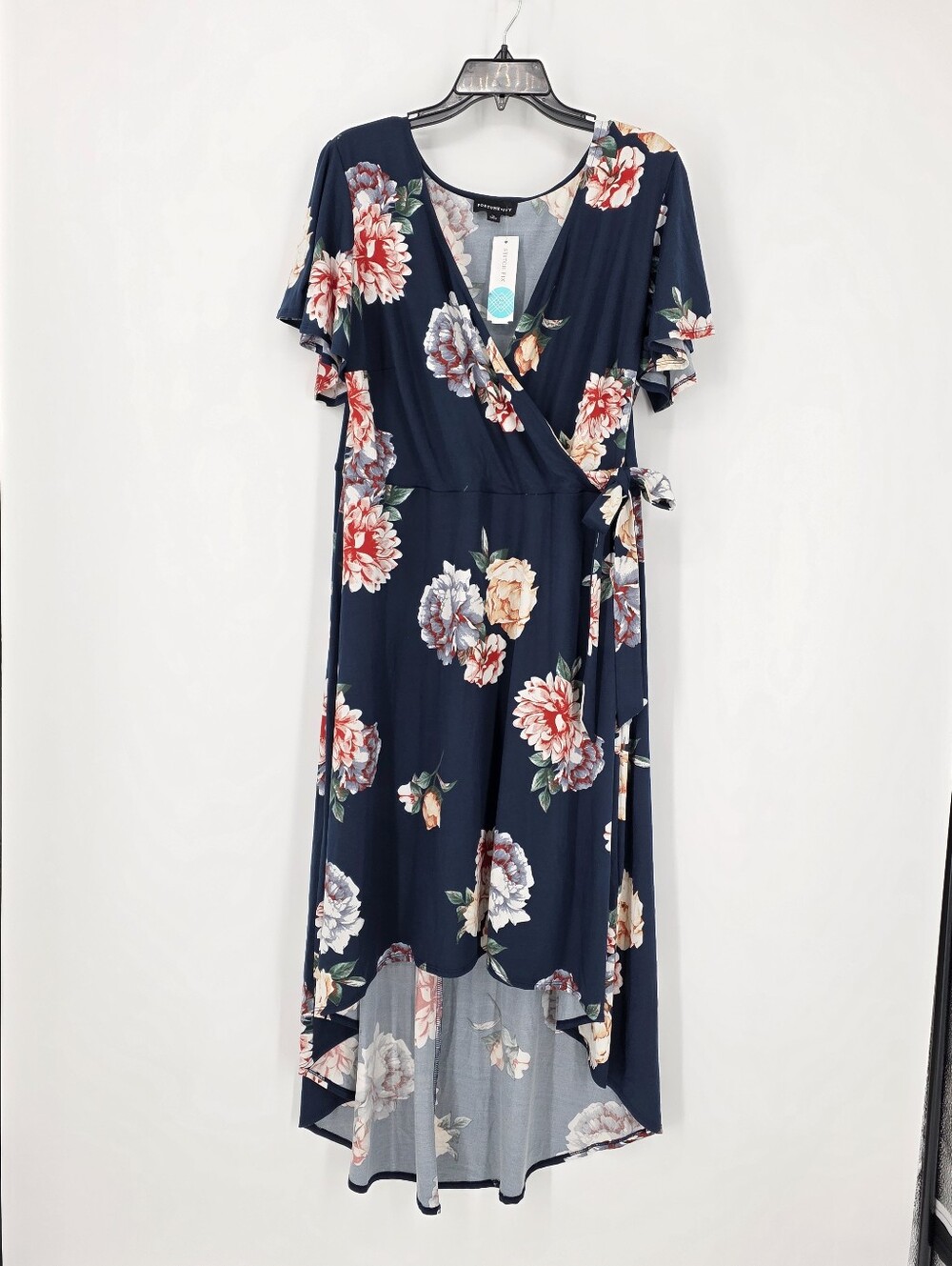Fortune + Ivy Stitch Fix Irene Navy Faux Wrap Floral Dress, Sz 3X